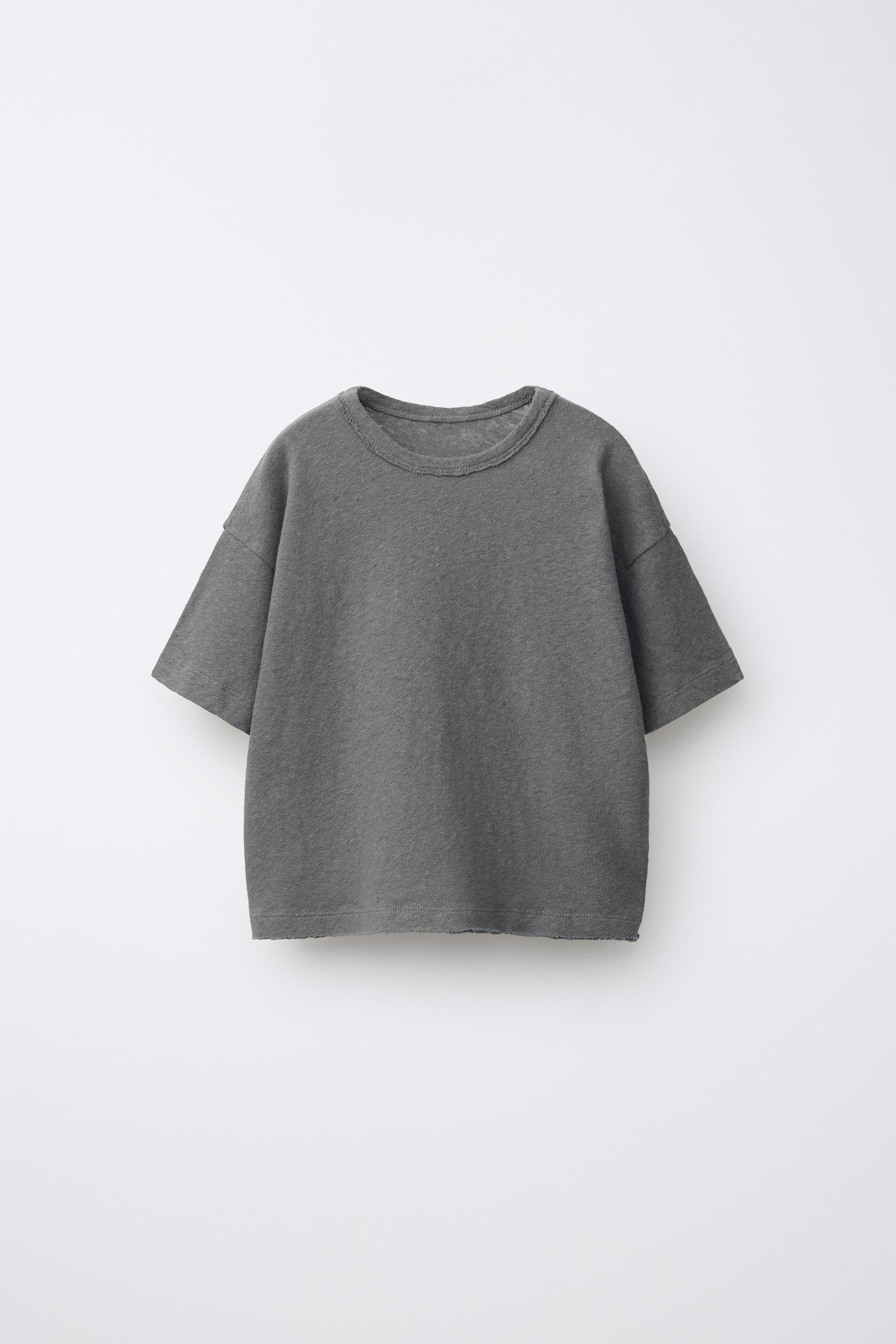 T-SHIRT UNI EN LIN ET COTON
